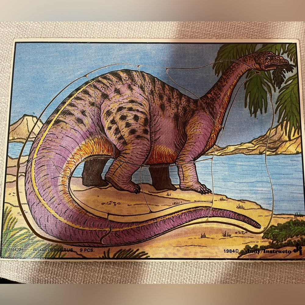 Vintage Judy/Instructo Brontosaurus Board Puzzle - 1984